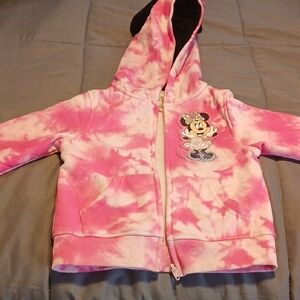 Disney Pink White Tie-Dye Minnie Mouse Zip-Up Hoodie